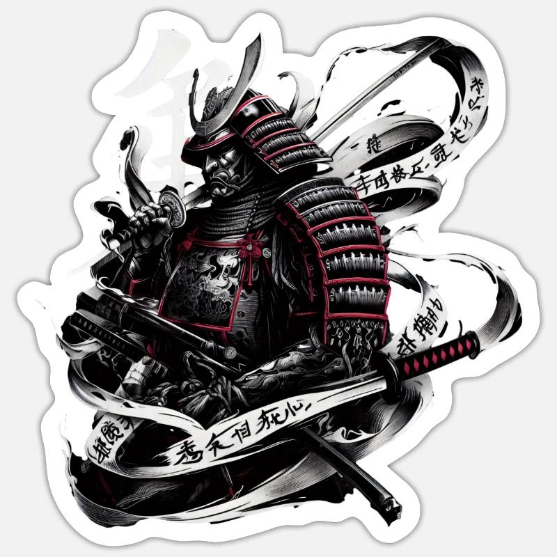 Japanese Samurai Warrior Ukiyo e Design Sticker size S (10 x 10 cm)