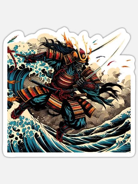 Japanese Katana Samurai Warrior - Sticker Größe S (10 x 10 cm) - Mattweiß