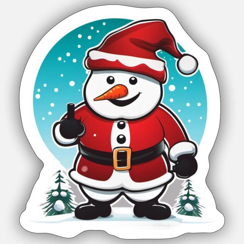 cooler Schneemann - Sticker Größe S (10 x 10 cm) - Mattweiß