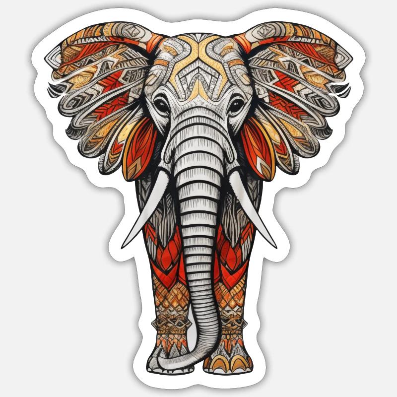 Elephant with African pattern no2 Sticker size S (10 x 10 cm)