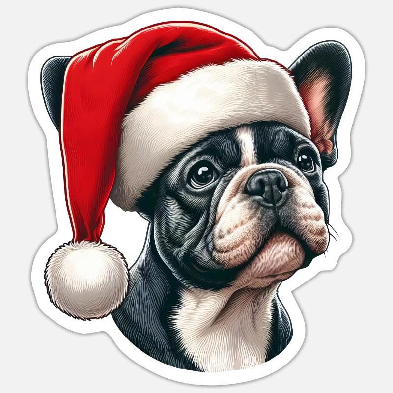 Frenchie Der Weihnachtsmann - Sticker Größe S (10 x 10 cm) - Mattweiß