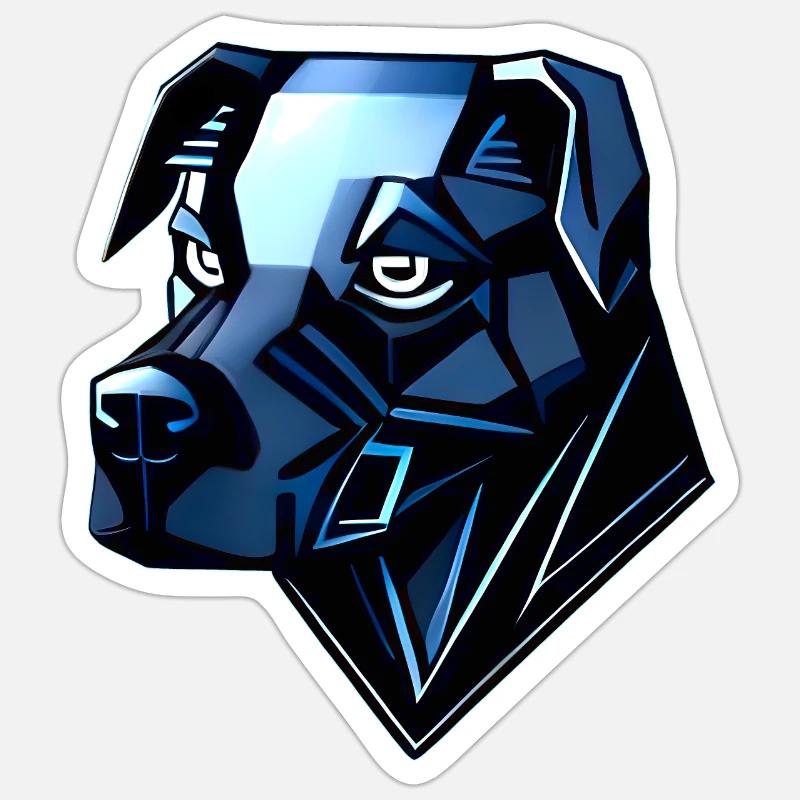Hund Dobermann - Blaue Polygone Sticker Größe S (10 x 10 cm)