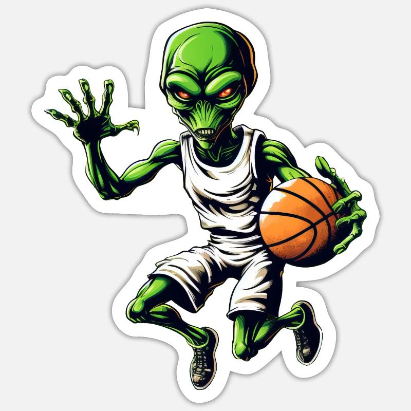 Extraterrestre de basket-ball Sticker taille S (10 x 10 cm)