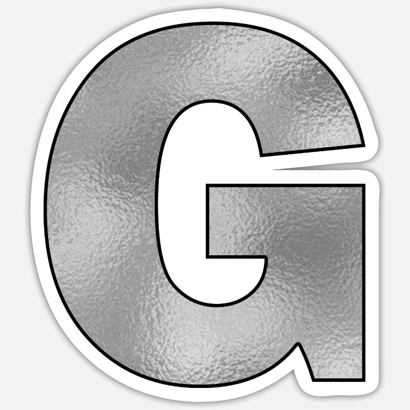 Letter G Silver - Sticker size S (10 x 10 cm) - white matte