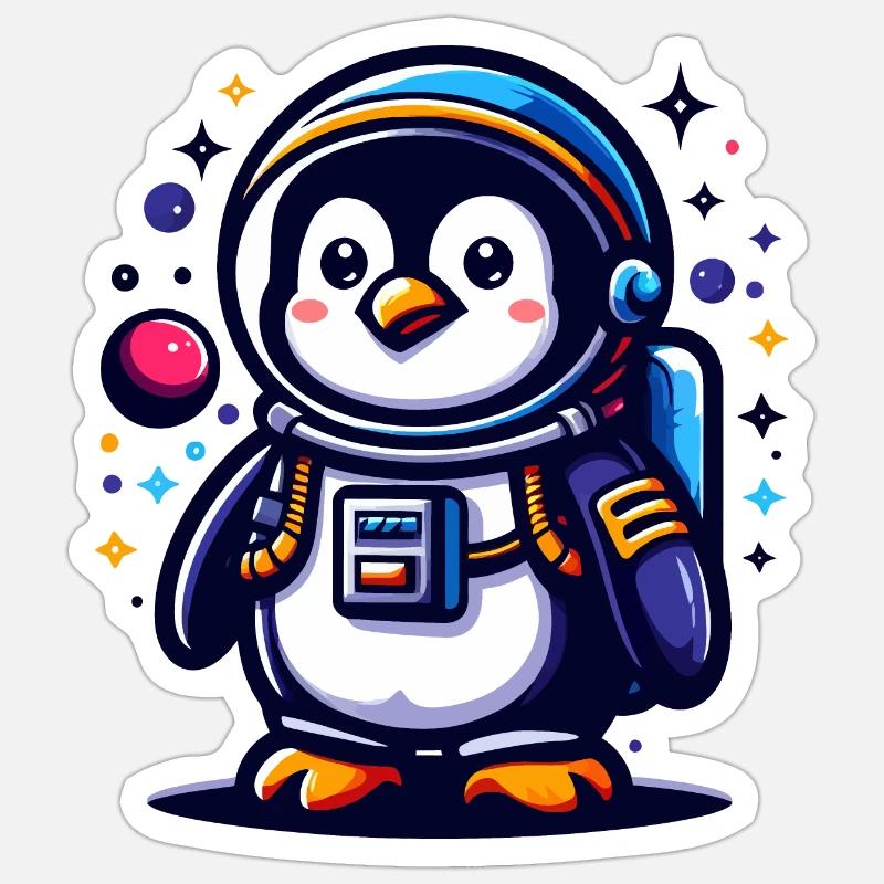 Pingouin de l’espace Sticker taille S (10 x 10 cm)