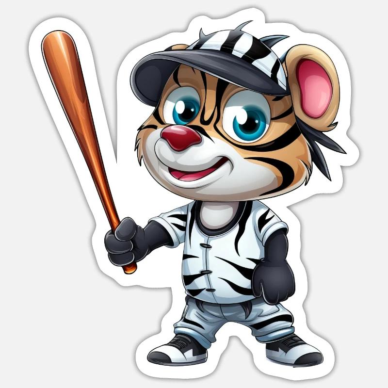 Zebra Baseballspieler Dynamisch Sticker Größe S (10 x 10 cm)