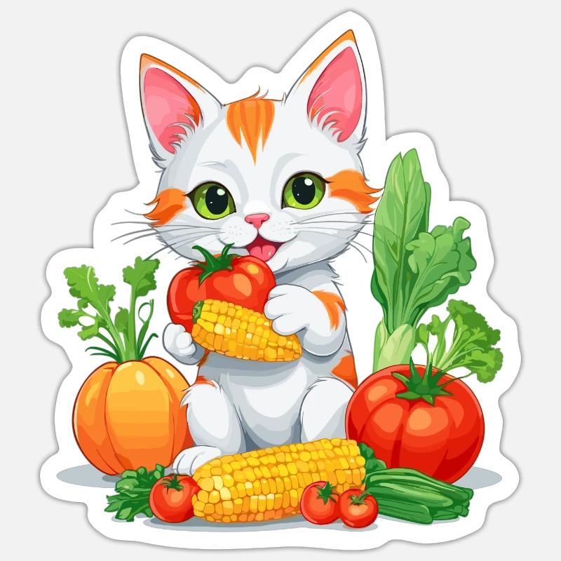 Bio Katze - Sticker Größe S (10 x 10 cm) - Mattweiß