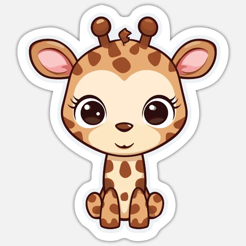 Mignon bébé girafe - Sticker taille S (10 x 10 cm) - blanc mat