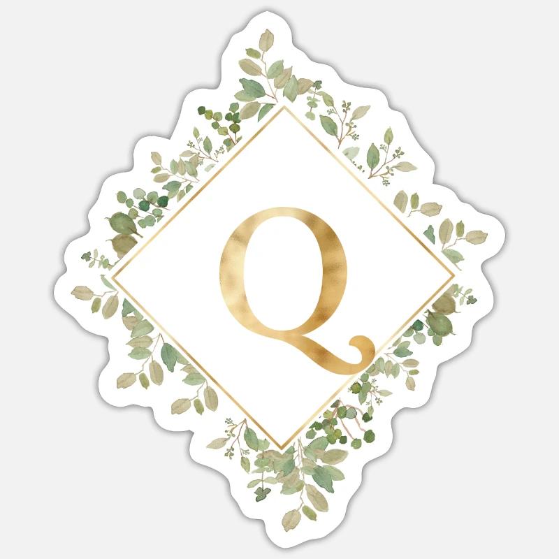 Q Monogram Eucalyptus Wreath Sticker size S (10 x 10 cm)