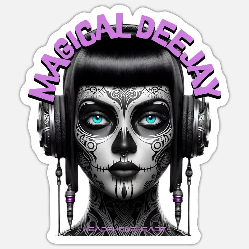 MAGICAL DEEJAY - Cool Woman with Headphones! Sticker size S (10 x 10 cm)
