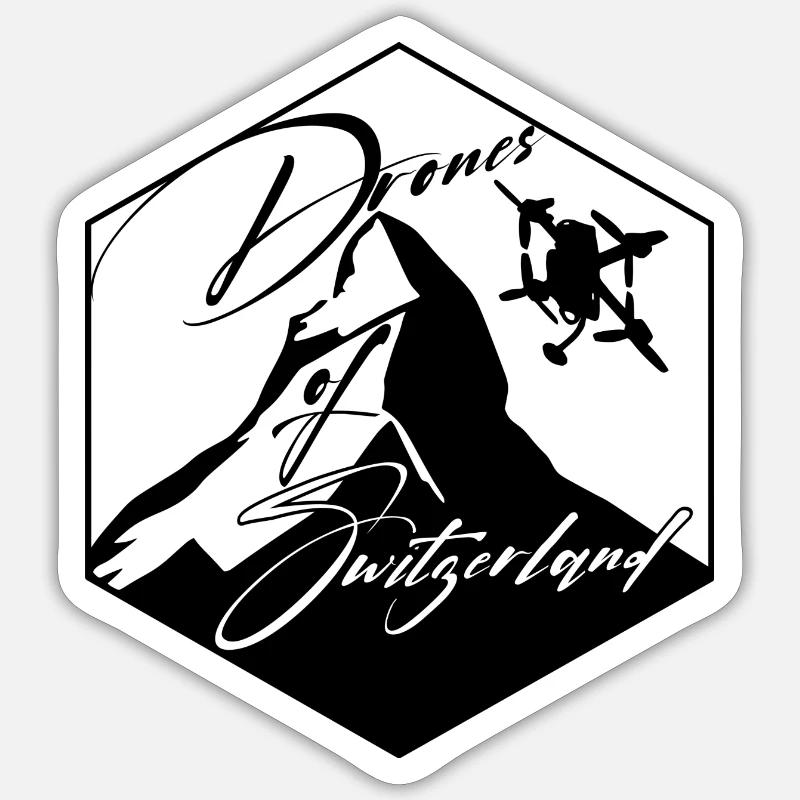 DronesOfSwitzerland - Sticker size S (10 x 10 cm) - white matte