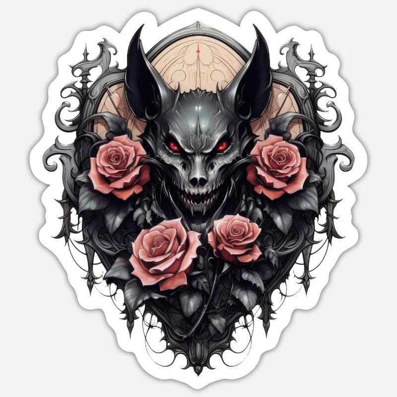 Gothic Roses Illustrations Artwork - Sticker size S (10 x 10 cm) - white matte