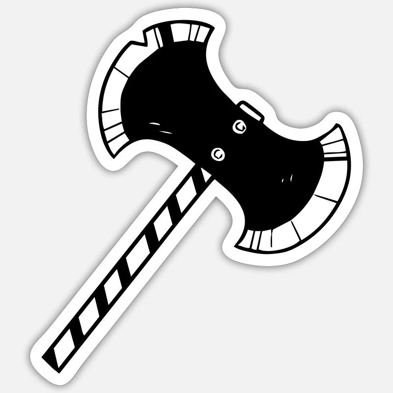 Double Bladed Axe (fighter / barbarian) - Sticker size S (10 x 10 cm) - white matte