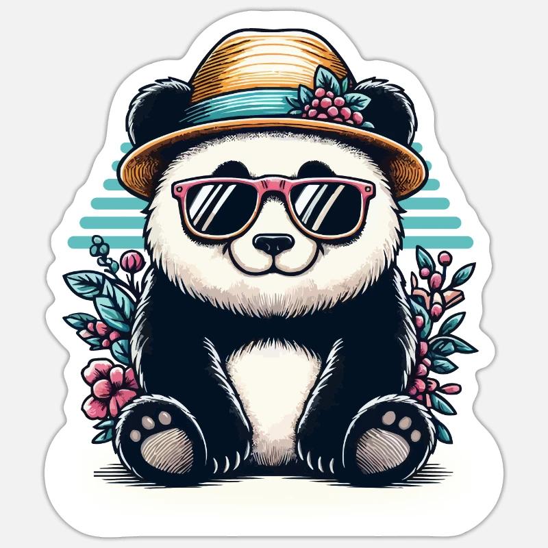 Cool Retro Panda Sticker size S (10 x 10 cm)