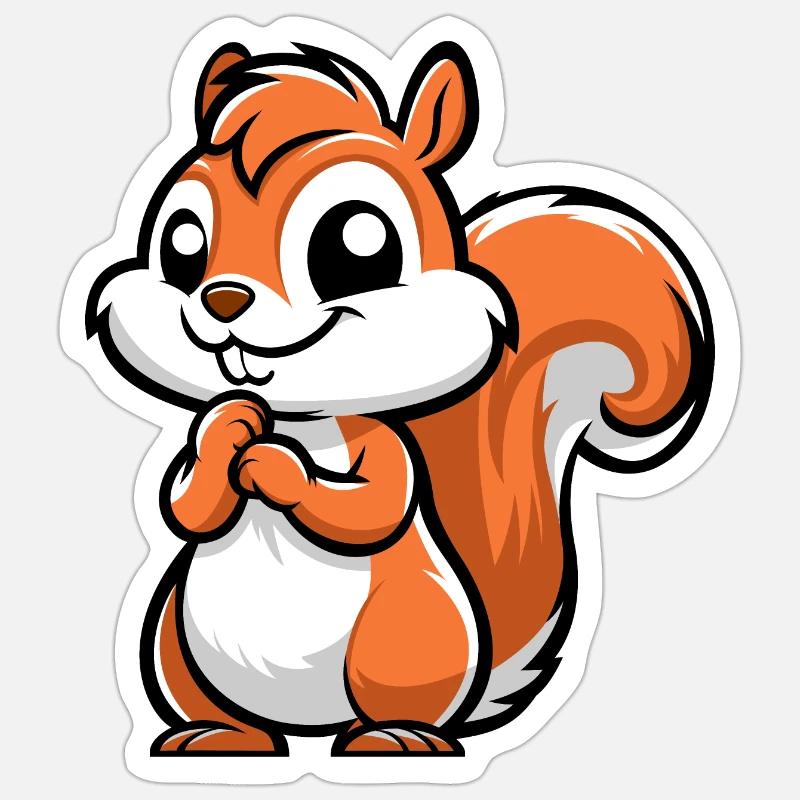 Freches kleines Eichhörnchen - Sticker Größe S (10 x 10 cm) - Mattweiß
