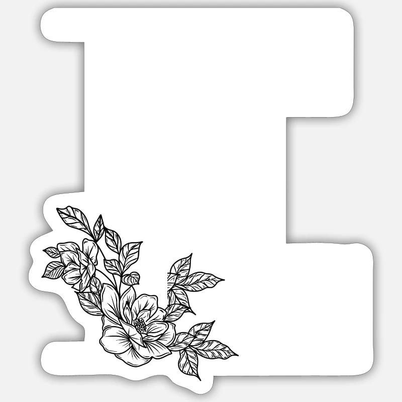Letter E Flower - Sticker size S (10 x 10 cm) - white matte