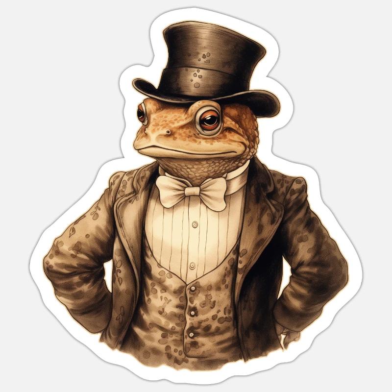Frosch Steampunk - Sticker Größe S (10 x 10 cm) - Mattweiß