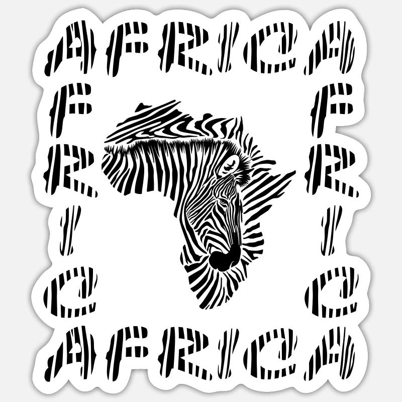 Africa map background with text head and zebra Sticker Größe S (10 x 10 cm)