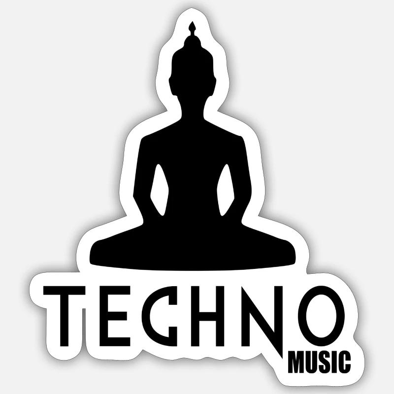 Techno-Musik 1 - Sticker Größe S (10 x 10 cm) - Mattweiß