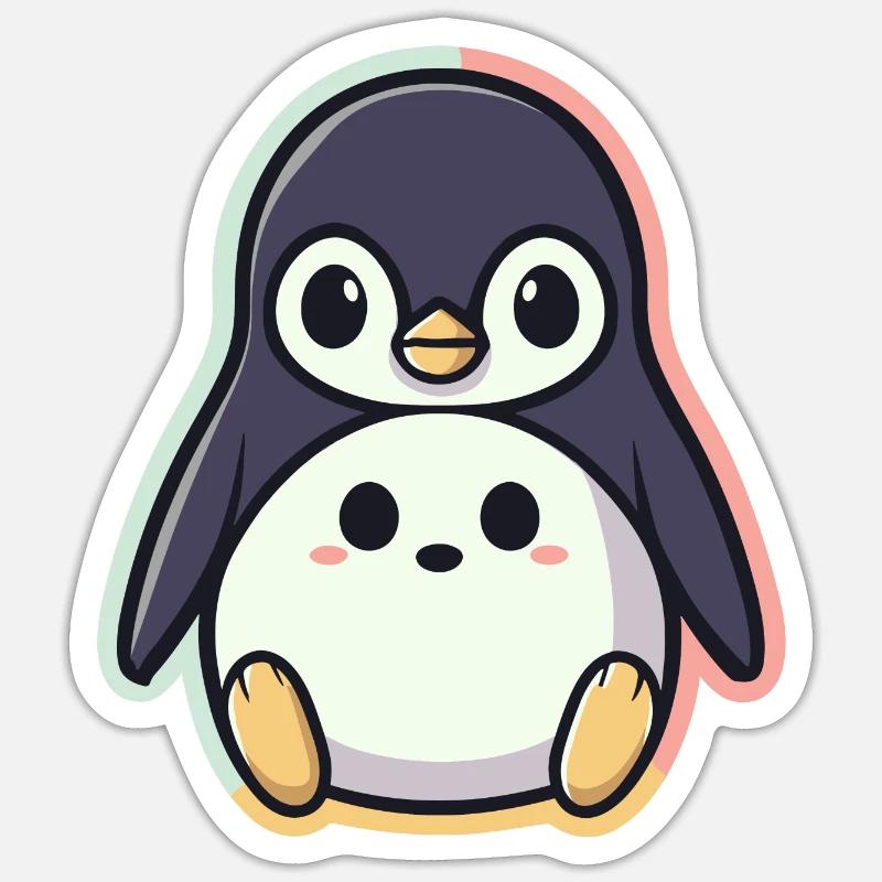 Pingouin kawaii - Sticker taille S (10 x 10 cm) - blanc mat