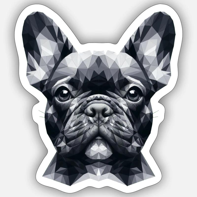 Bouledogue français polygonal - Sticker taille S (10 x 10 cm) - blanc mat