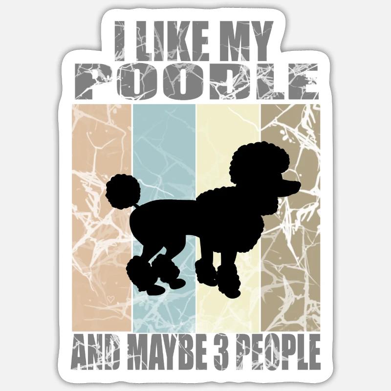 J’AIME MON CANICHE - Sticker taille S (10 x 10 cm) - blanc mat