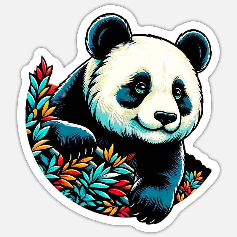 Panda - Sticker Größe S (10 x 10 cm) - Mattweiß