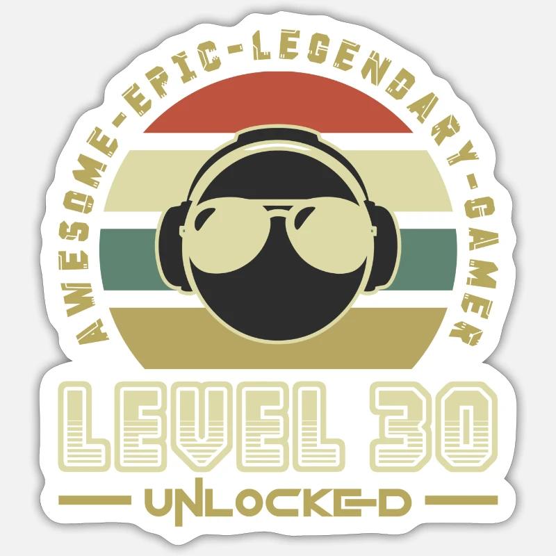 Level 30 - Sticker taille S (10 x 10 cm) - blanc mat