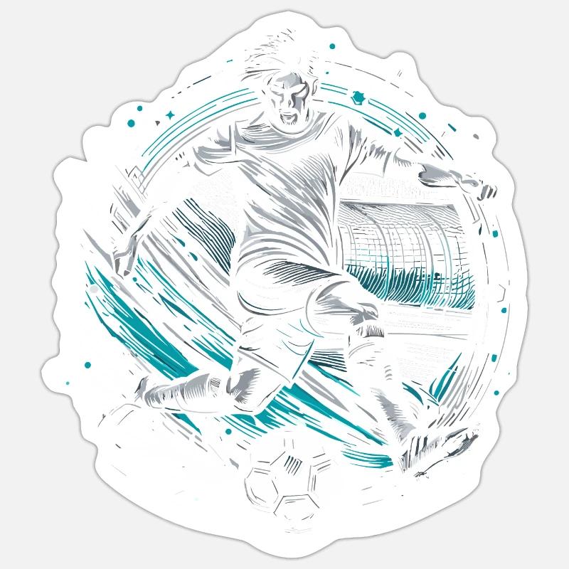Footballeur - Sticker taille S (10 x 10 cm) - blanc mat