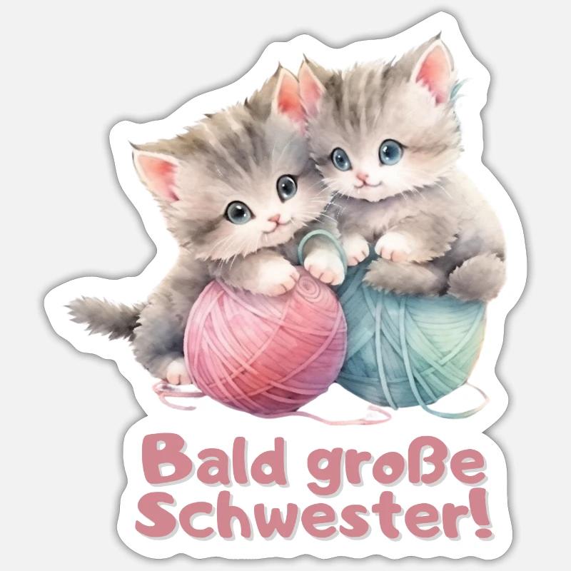 Bald große Schwester - Sticker Größe S (10 x 10 cm) - Mattweiß
