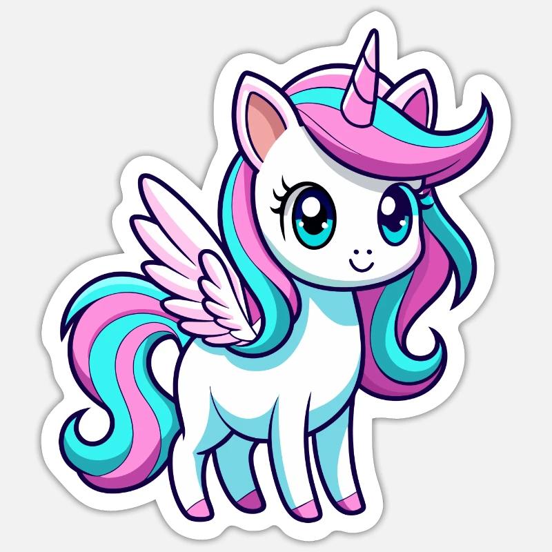 Süßes Regenbogen-Einhorn Sticker Größe S (10 x 10 cm)