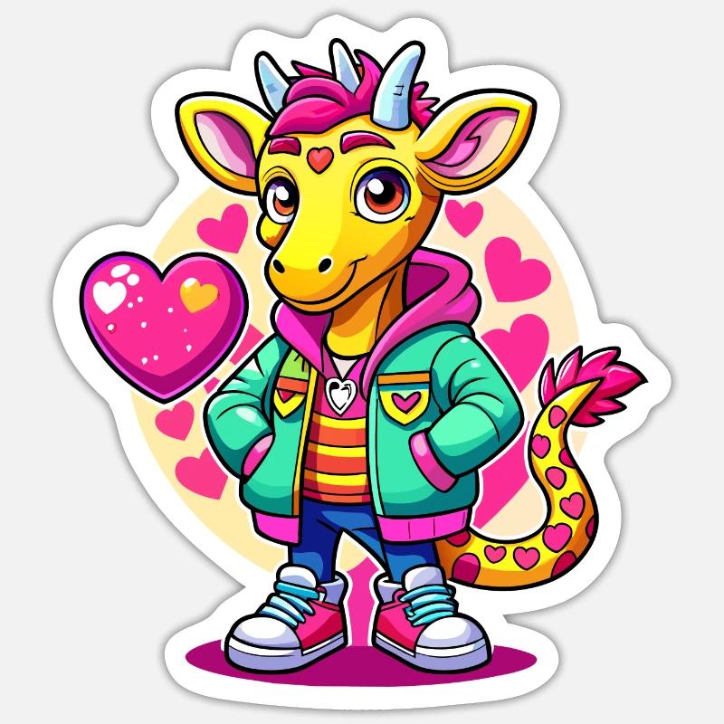 Giraffe Parade: Cool Giraffe - Sticker size S (10 x 10 cm) - white matte