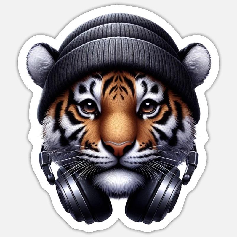 tigre - Sticker taille S (10 x 10 cm) - blanc mat