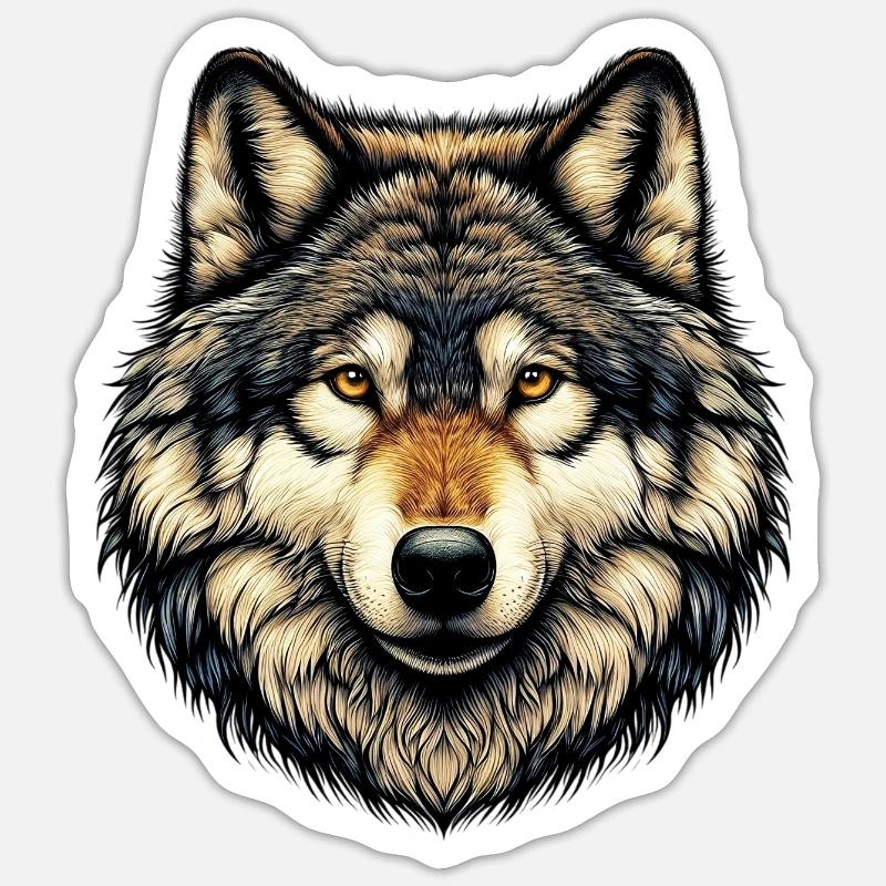 Wolf - Sticker Größe S (10 x 10 cm) - Mattweiß