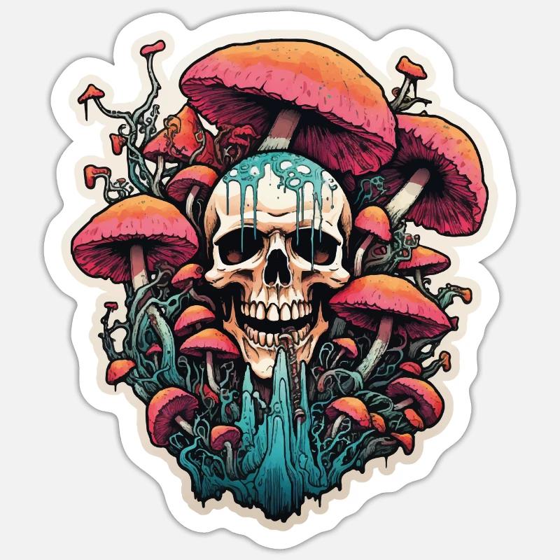 Champignon mortel - Sticker taille S (10 x 10 cm) - blanc mat