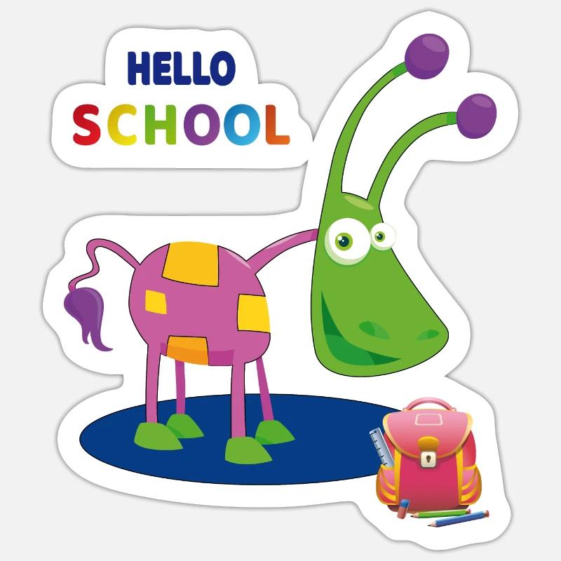 Bonjour écolier écolier Sticker taille S (10 x 10 cm)