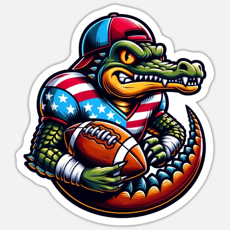 Football Alligator Quarterback Sticker size S (10 x 10 cm)