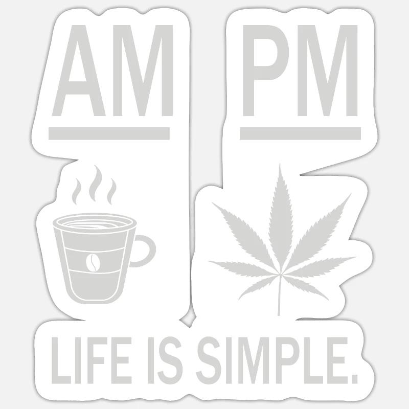 Kaffee und Gras - Sticker Größe S (10 x 10 cm) - Mattweiß