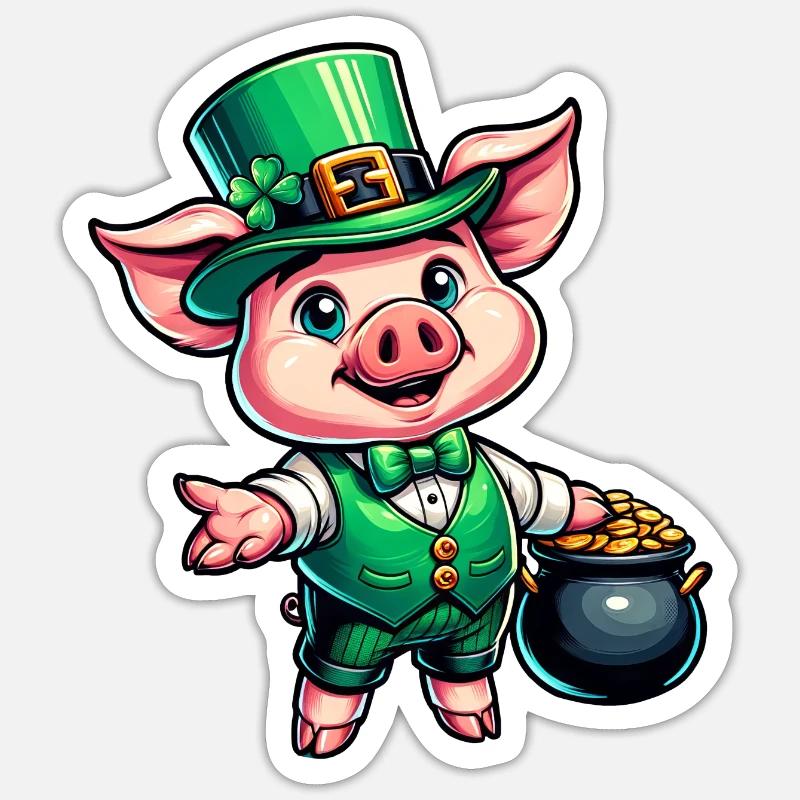 Doux cochon de la Saint-Patrick Sticker taille S (10 x 10 cm)
