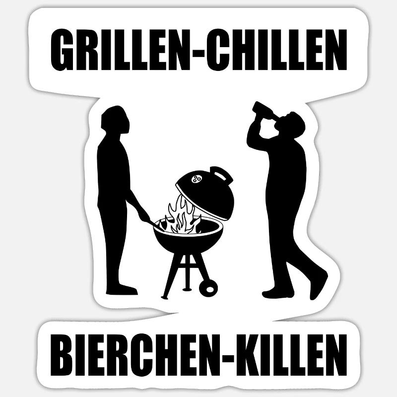 BBQ - Sticker Größe S (10 x 10 cm) - Mattweiß