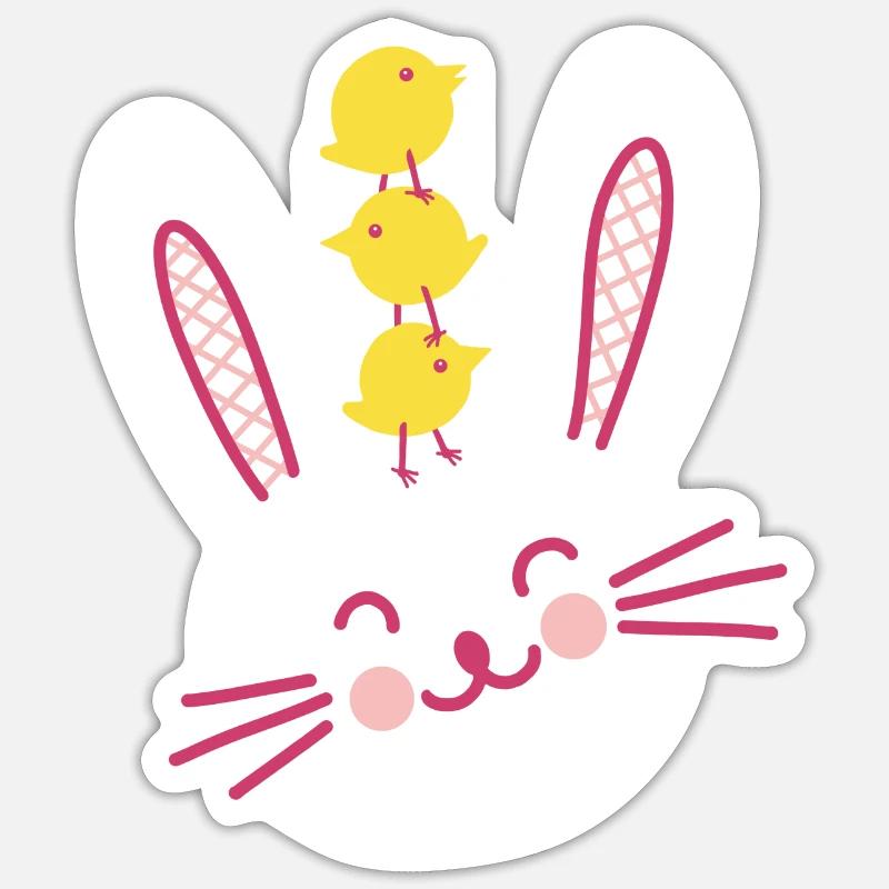 Easter Bunny and Three Cute Chicks Sticker size S (10 x 10 cm)