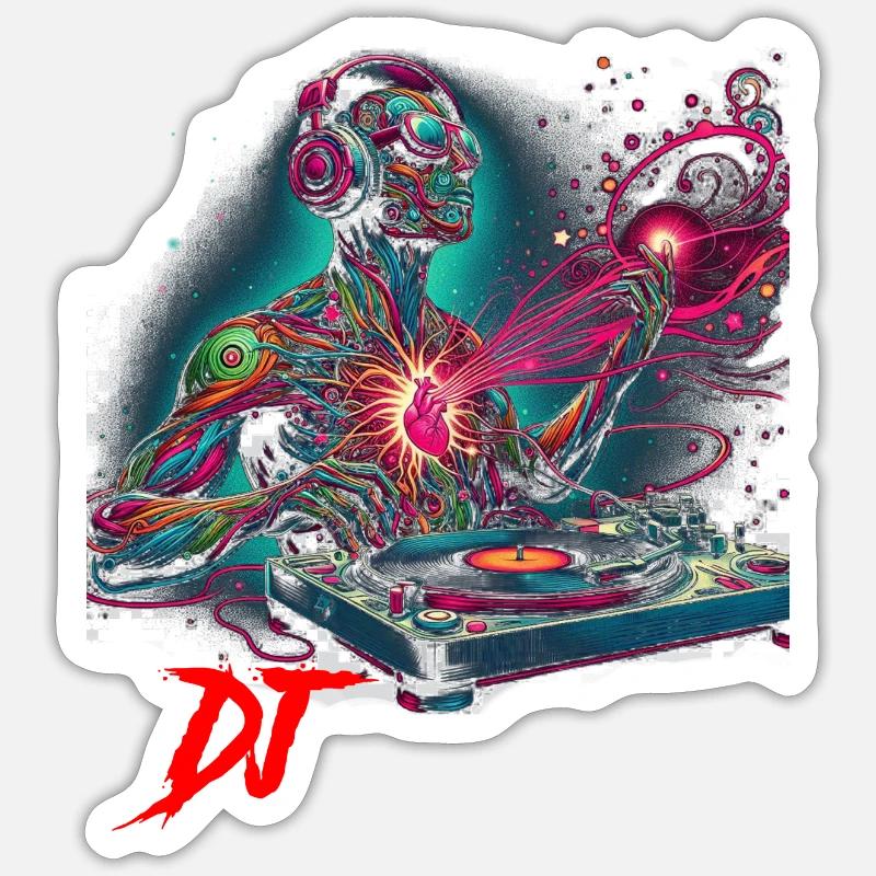 Dj - Sticker taille S (10 x 10 cm) - blanc mat