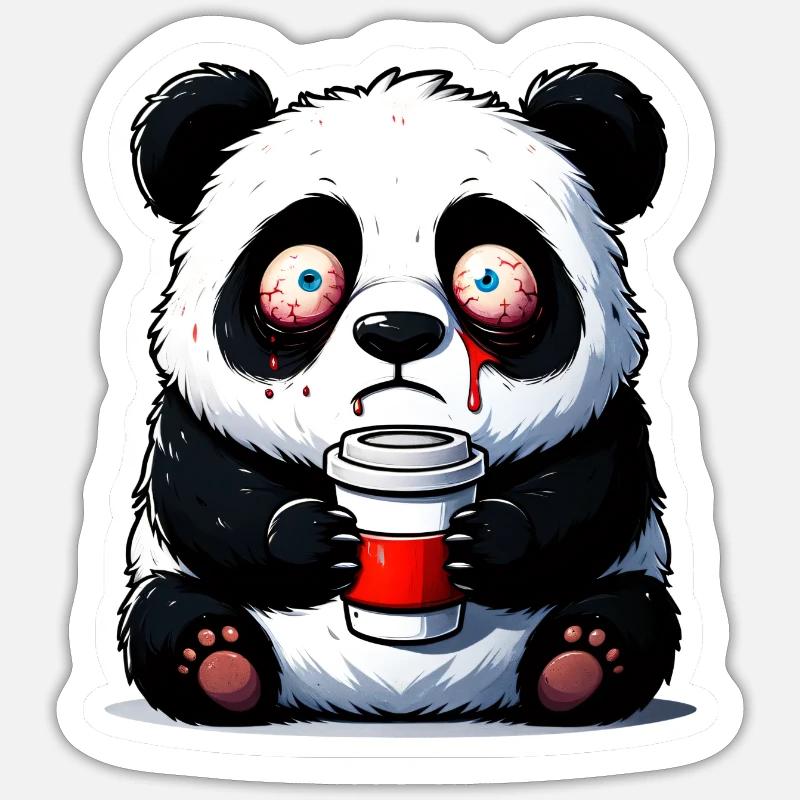 Caffeine Panda - Sticker size S (10 x 10 cm) - white matte
