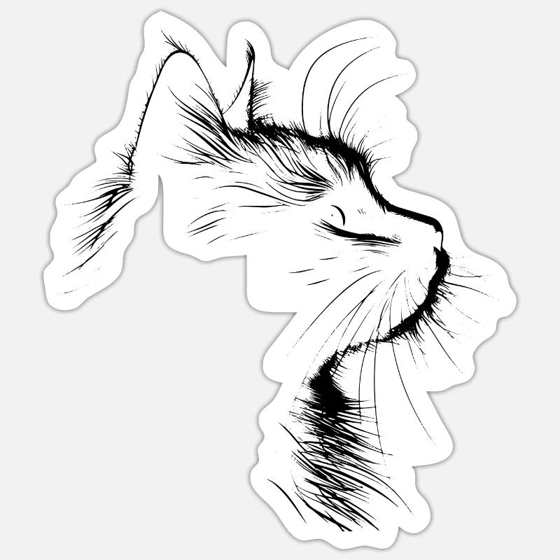 Chat, Motif De Chat, Visage De Chat - Sticker taille S (10 x 10 cm) - blanc mat