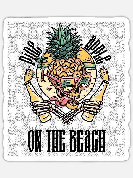 CRAZY PineApple Ananas Freaky - Sticker Größe S (10 x 10 cm) - Mattweiß