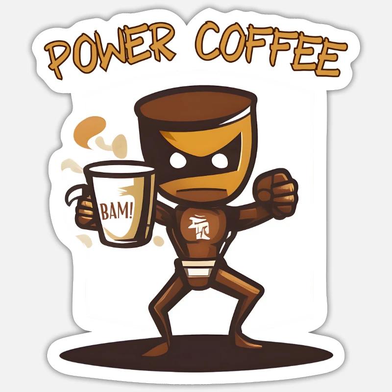 Power Coffee - Sticker Größe S (10 x 10 cm) - Mattweiß