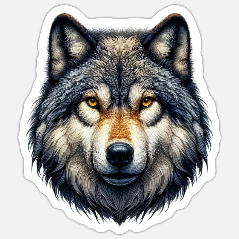Loup - Sticker taille S (10 x 10 cm) - blanc mat