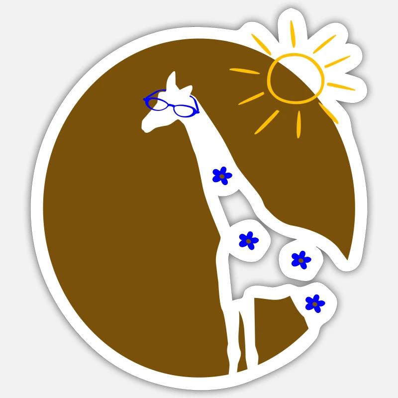 Giraffe mit Sonne - Sticker Größe S (10 x 10 cm) - Mattweiß