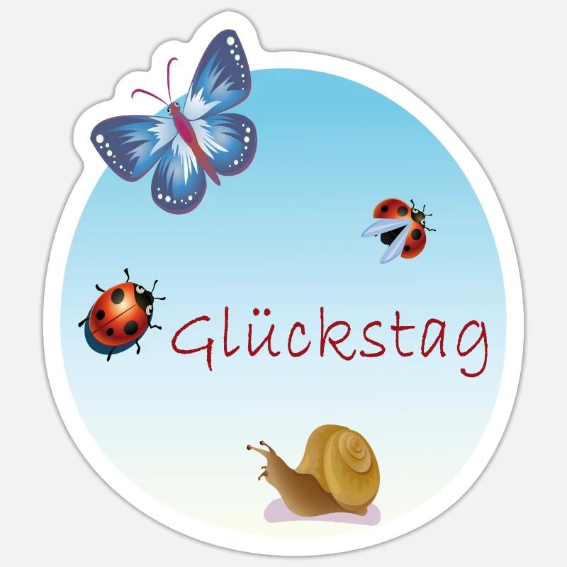 Glückstag - Sticker Größe S (10 x 10 cm) - Mattweiß