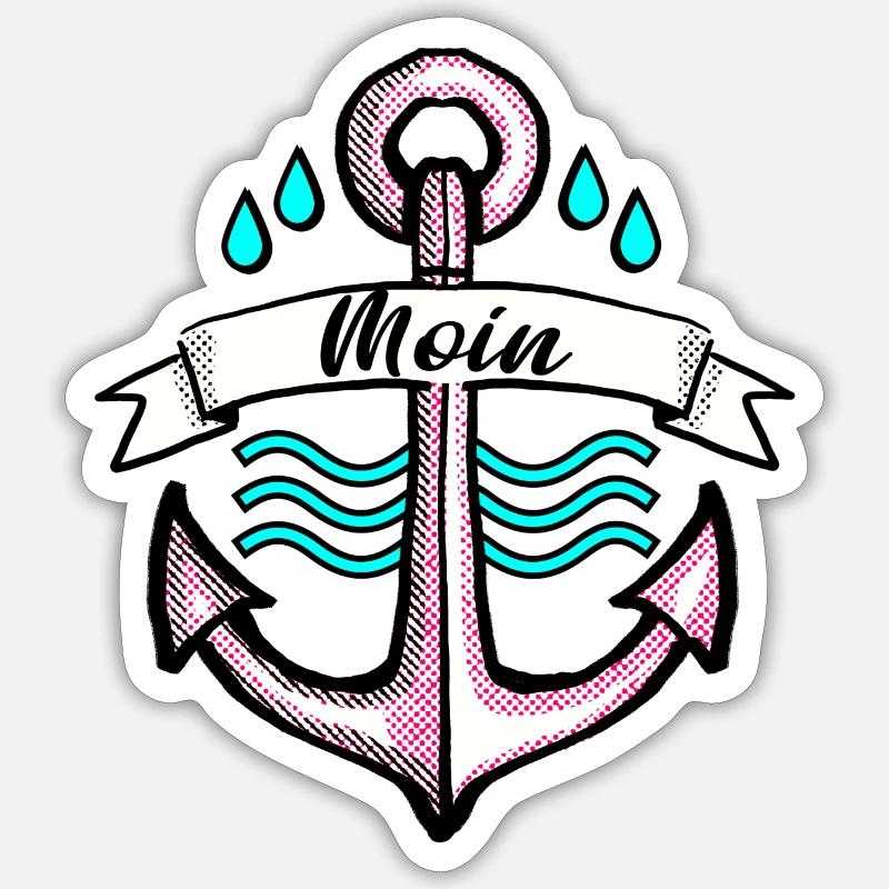 Ancre « Moin » - Sticker taille S (10 x 10 cm) - blanc mat